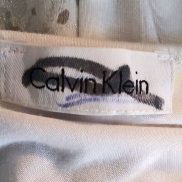 Calvin Klein White and Silver Sequin Top sz L Y2K - Picture 9 of 10